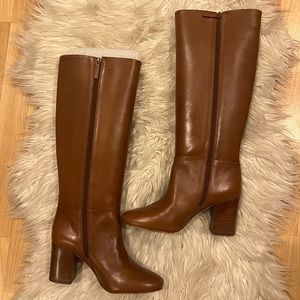 Talbots Cognac Leather Tall Boots.